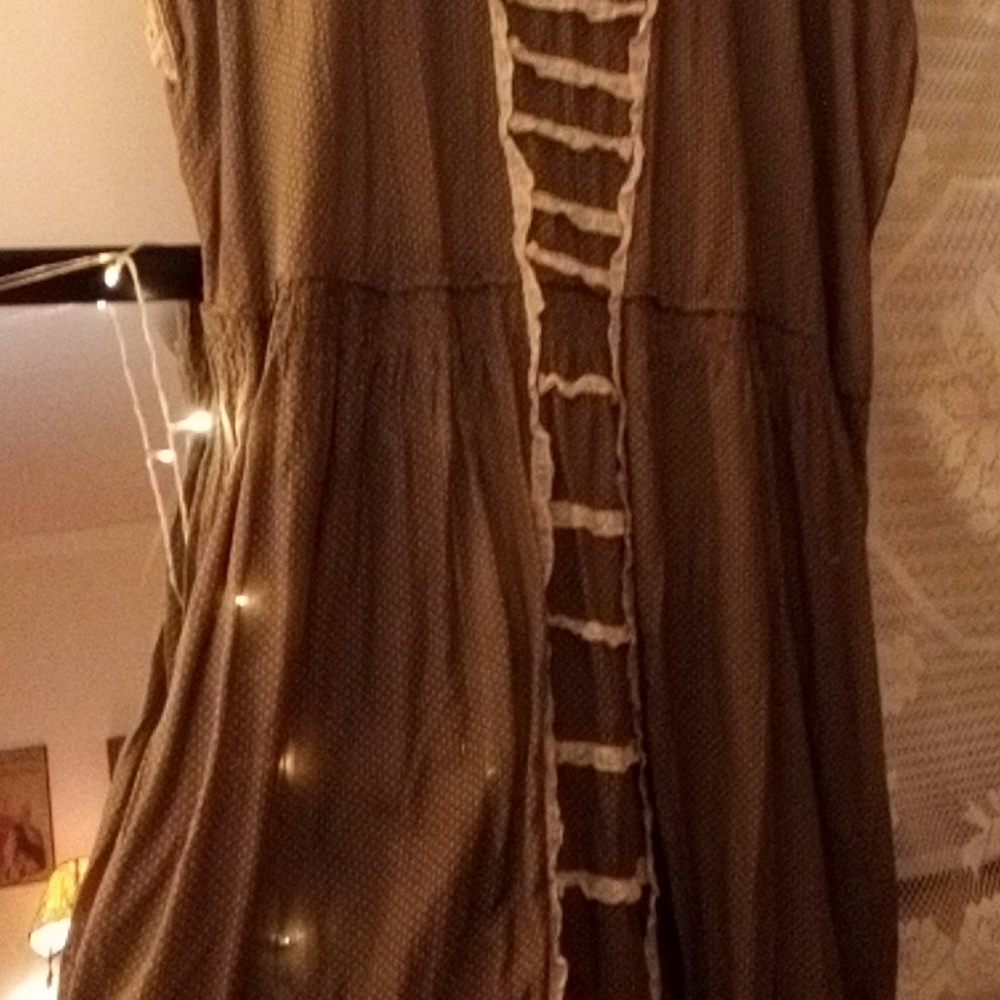 MAGNOLIA PEARL MAJA DRESS NEW SILK/COTTON COFFEE COLOR WITH DOTS